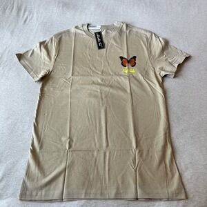 Mister Tee Mens Limitless Butterfly Graphic T-Shirt Wet Sand Tan BY001US Size M